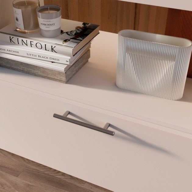 Emuca Lotto di 10 maniglie per mobili Orlando, L136mm, interasse 96mm, Acciaio, Nichel satinato