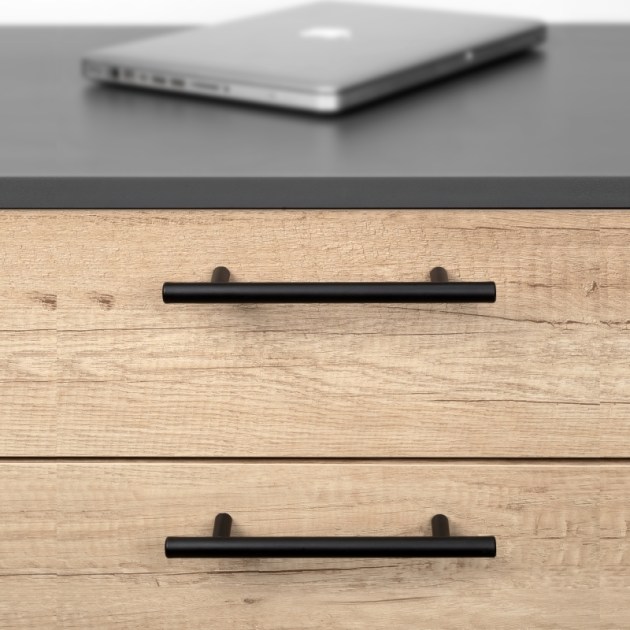 Emuca Lotto di 10 maniglie per mobili Orlando, L210mm, interasse 160mm, Acciaio, Verniciato nero