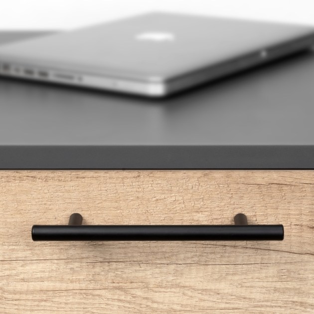 Emuca Lotto di 10 maniglie per mobili Orlando, L252mm, interasse 192mm, Acciaio, Verniciato nero