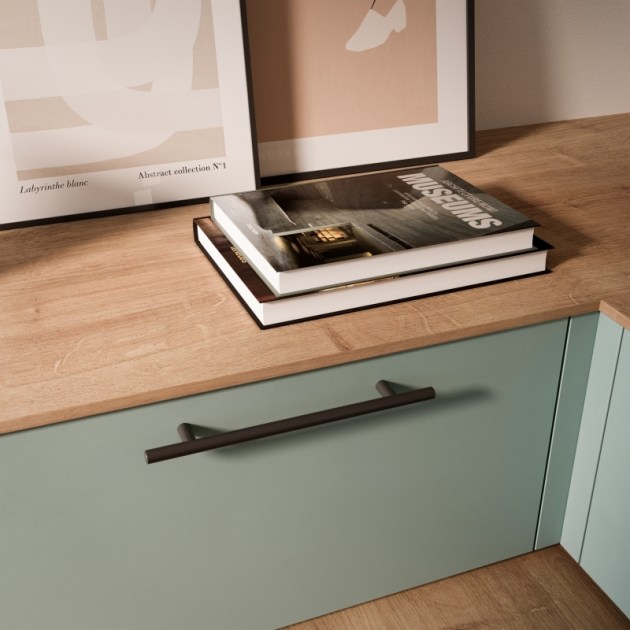 Emuca Lotto di 10 maniglie per mobili Orlando, L252mm, interasse 192mm, Acciaio, Verniciato nero