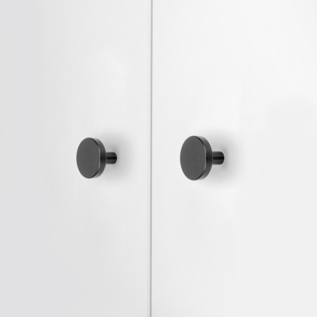 Emuca Lotto di 10 pomoli per mobili Cancún, diametro 28.5mm, Zama, Verniciato nero