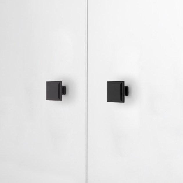 Emuca Lotto di 10 pomoli per mobili Ceuta, 31.5x31.5mm, Zama, Verniciato nero