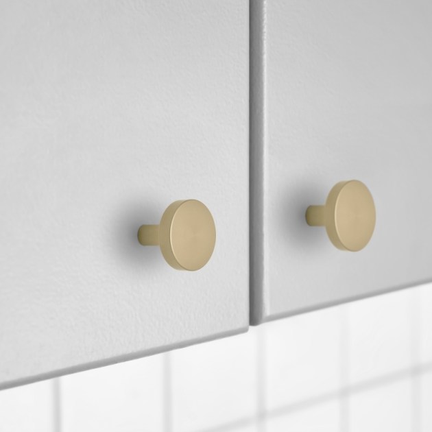 Emuca Lotto di 10 pomoli per mobili Uppsala, diametro 30mm, Alluminio, Oro