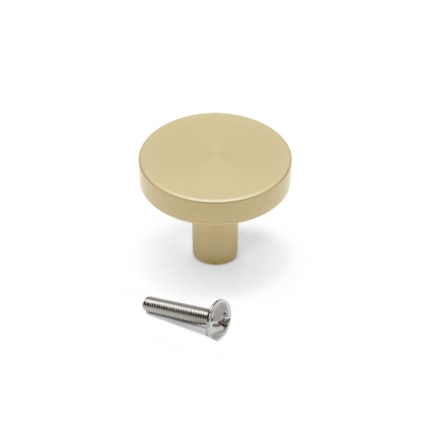 Emuca Lotto di 10 pomoli per mobili Uppsala, diametro 30mm, Alluminio, Oro