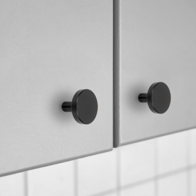 Emuca Lotto di 10 pomoli per mobili Uppsala, diametro 30mm, Alluminio, Verniciato nero