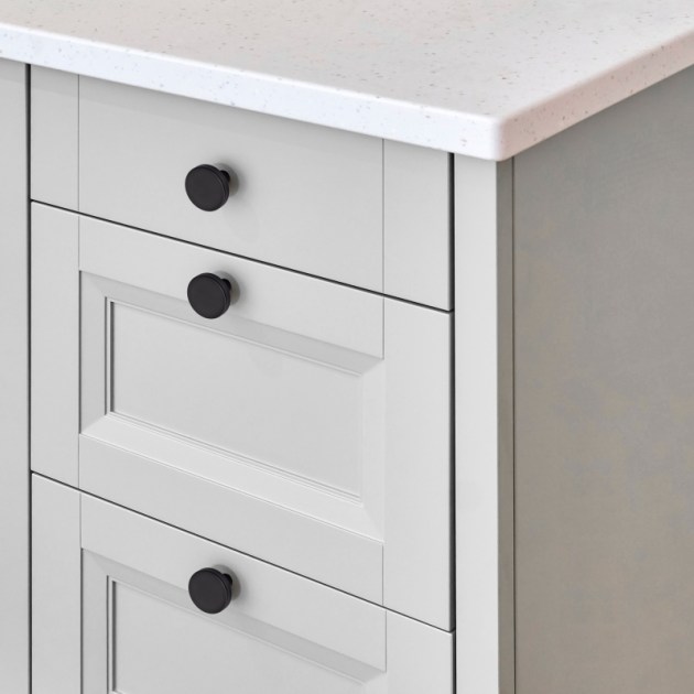 Emuca Lotto di 10 pomoli per mobili Uppsala, diametro 30mm, Alluminio, Verniciato nero