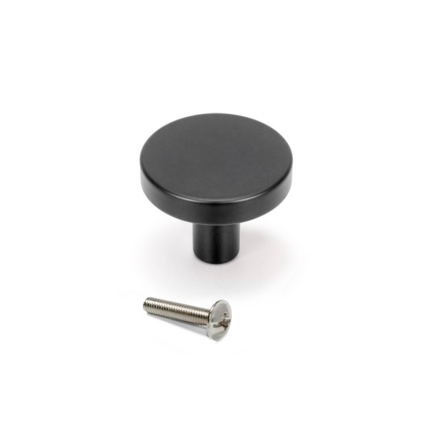 Emuca Lotto di 10 pomoli per mobili Uppsala, diametro 30mm, Alluminio, Verniciato nero