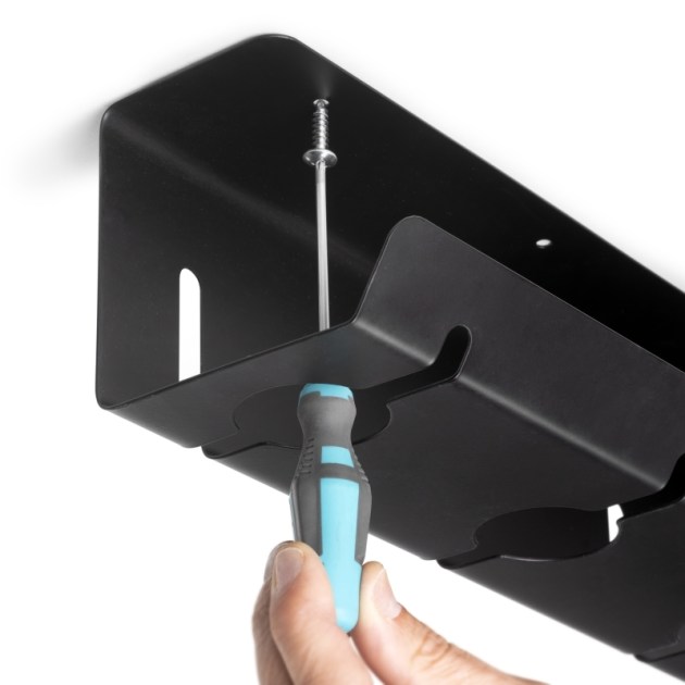 Emuca Lotto di 2 Portacavi da sotto tavolo, Lunghezza 430 mm, Acciaio, Verniciato nero