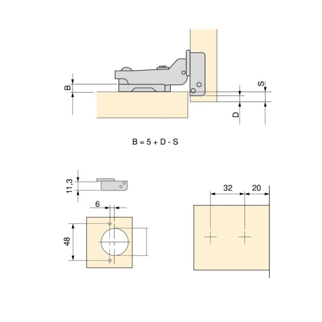 Emuca Lotto di 20 cerniere mezzo collo X91 con chiusura soft e Basetta a vite, altezza 1, Acciaio, Nichelato