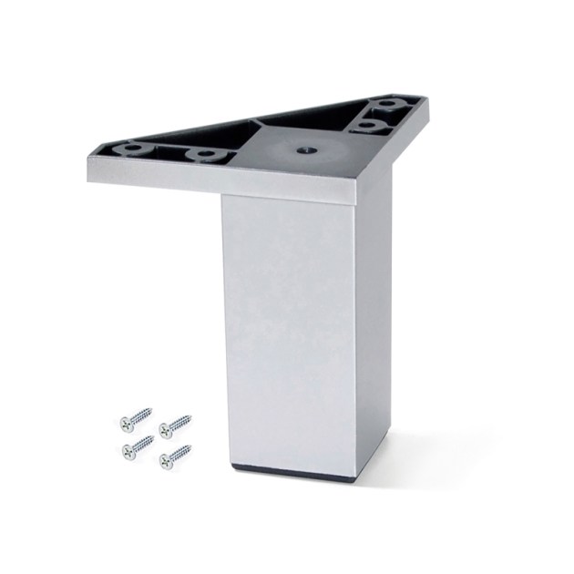 Emuca Lotto di 4 piedini per mobili Alumix 1, altezza 100 mm, Tecnoplastica, Cromato