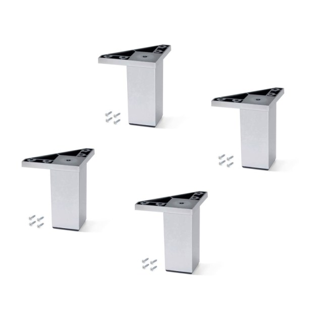 Emuca Lotto di 4 piedini per mobili Alumix 1, altezza 100 mm, Tecnoplastica, Cromato