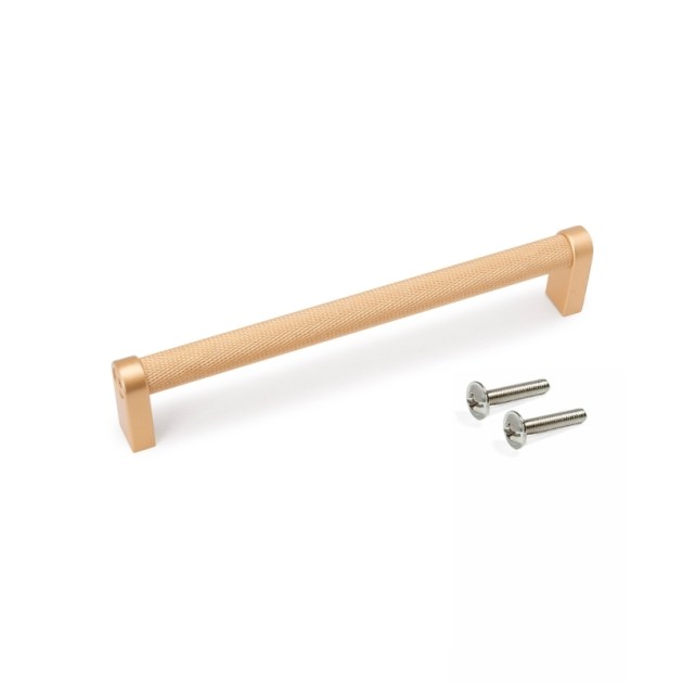 Emuca Lotto di 5 maniglie per mobili Bergen, L173mm, interasse 160mm, Alluminio, Verniciato oro