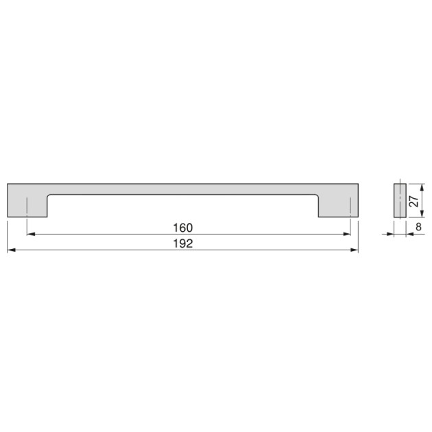 Emuca Lotto di 5 maniglie per mobili Montreal, L192mm, interasse 160mm, Zama, Verniciato nero