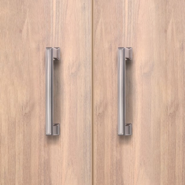 Emuca Lotto di 5 maniglie per mobili Tanger, L147.5mm, interasse 128mm, Zama, Nichel satinato