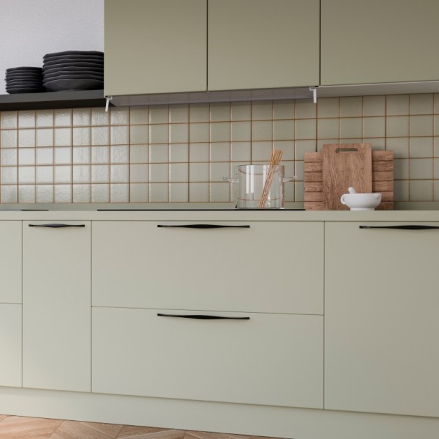 Emuca Maniglia per mobili Varna, interasse 160 mm, Verniciato nero, Zama, 8 u.