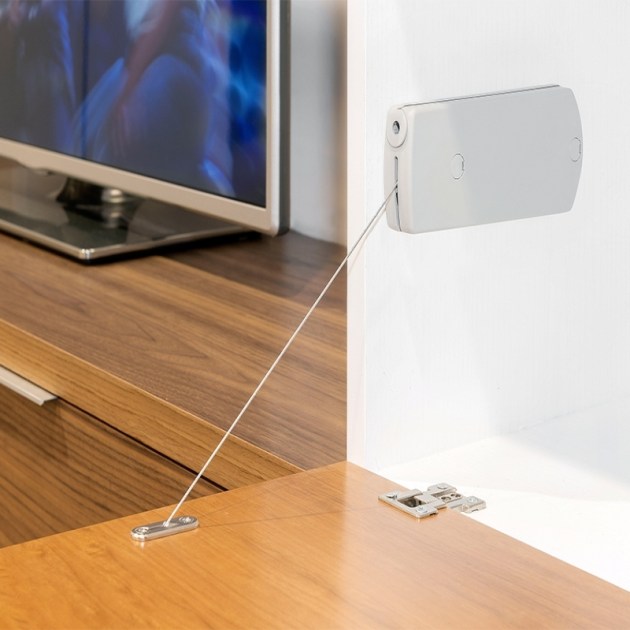 Emuca Meccanismo per ante a ribalta Microwinch, 10 Kg, Plastica grigia, Acciaio e Tecnoplastica