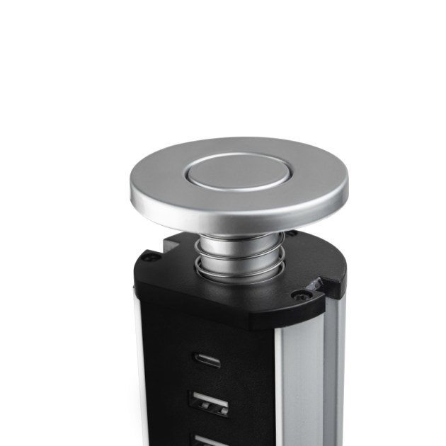 Emuca Multiconnettore estraibile Vertikal A+C, EU, Verniciato alluminio, Tecnoplastica e Alluminio, 1 u.