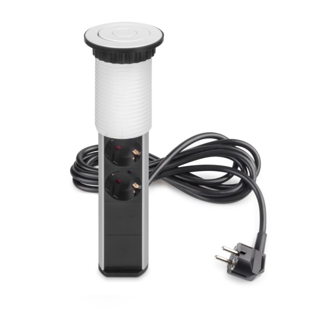 Emuca Multiconnettore estraibile Vertikal, EU, Verniciato bianco, Tecnoplastica e Alluminio