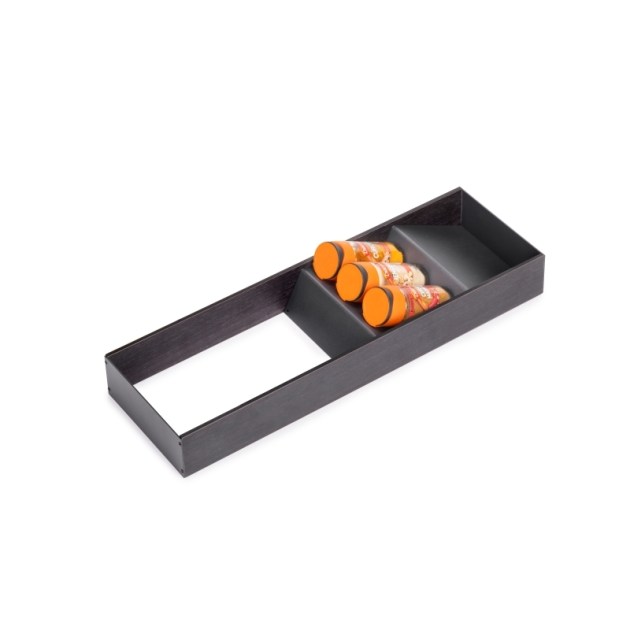 Emuca Organizzatore inclinato Orderbox per cassetto, 150x470 mm, Grigio antracite, Acciaio e Legno