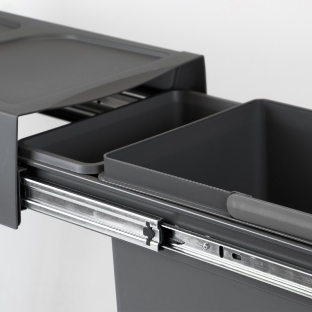 Emuca Pattumiera per raccolta differenziata da 20L Recycle per cucina, fissaggio inferiore, estrazione manuale., Plastica grigio antracite