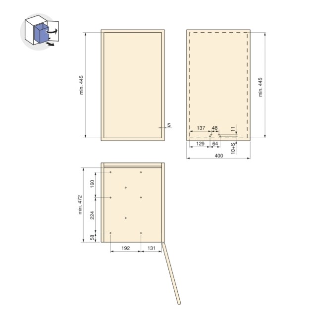 Emuca Pattumiere per raccolta differenziata per cucina, 3 x 10L, fissaggio inferiore, estrazione automatica, Acciaio e Tecnoplastica, Grigio antracite