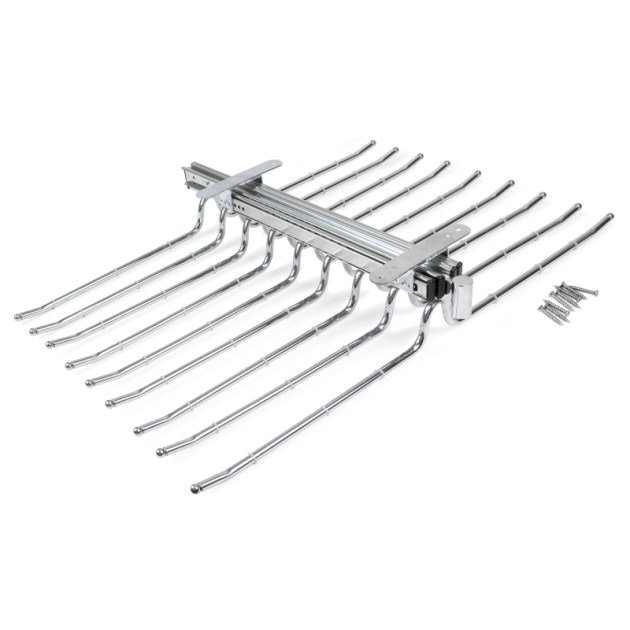 Emuca Porta pantaloni doppio estraibile per armadio., Cromato brillo, Acciaio e Tecnoplastica