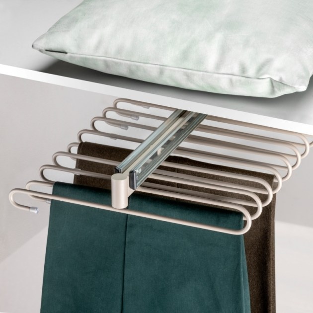 Emuca Porta pantaloni estraibile, Color pietra testurizzato, Acciaio