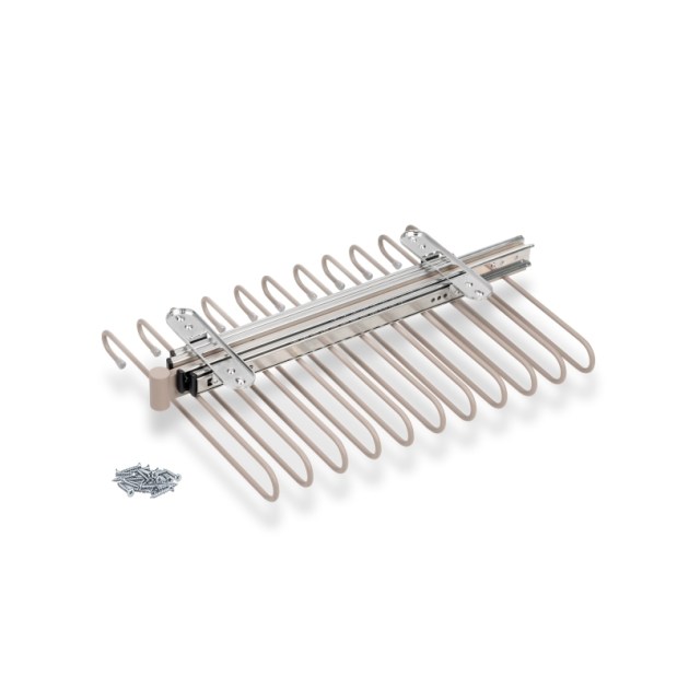 Emuca Porta pantaloni estraibile, Color pietra testurizzato, Acciaio