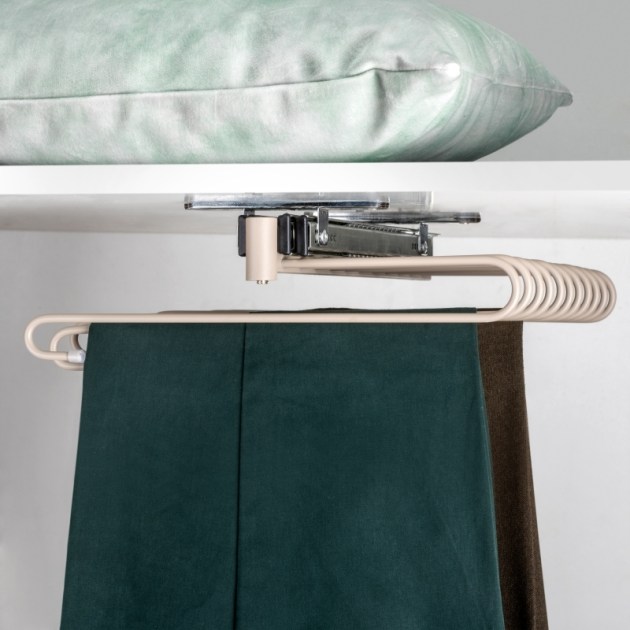 Emuca Porta pantaloni estraibile, Color pietra testurizzato, Acciaio