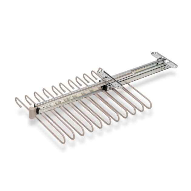 Emuca Porta pantaloni estraibile, Color pietra testurizzato, Acciaio