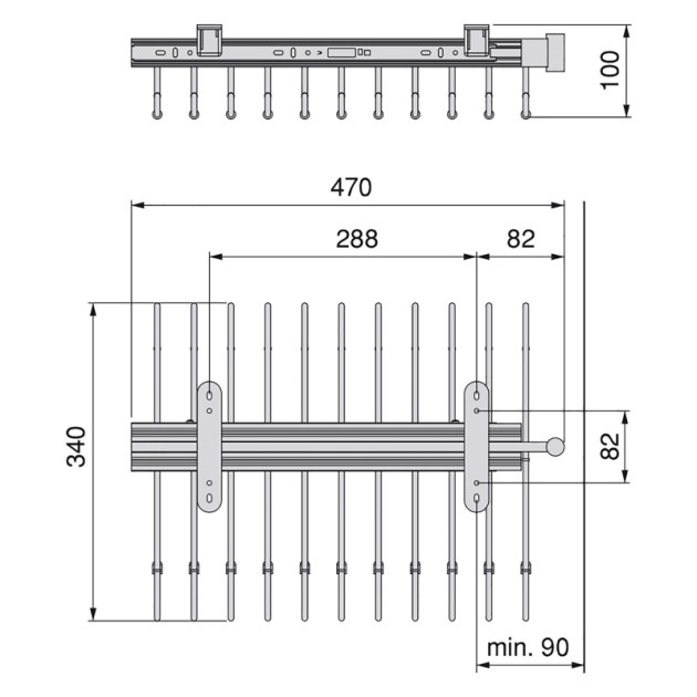 Emuca Porta pantaloni estraibile Self, Cromato brillo, Acciaio