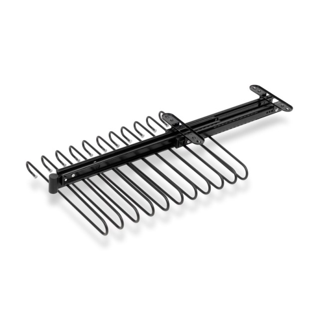 Emuca Porta pantaloni estraibile, Verniciato nero, Acciaio