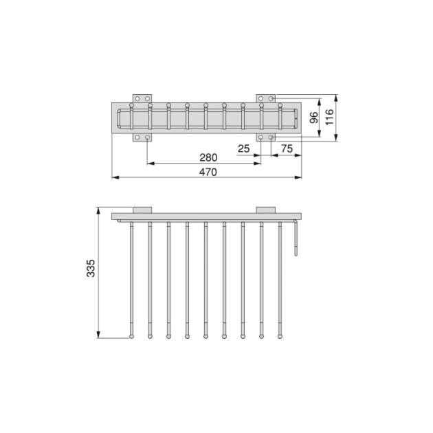 Emuca Porta pantaloni Self montaggio laterale per armadio, Mano destra, Cromato brillo