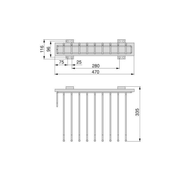 Emuca Porta pantaloni Self montaggio laterale per armadio, Mano sinistra, Cromato brillo