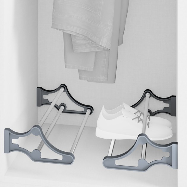 Emuca Porta scarpe Self per interno armadio, Verniciato alluminio, Acciaio e Tecnoplastica