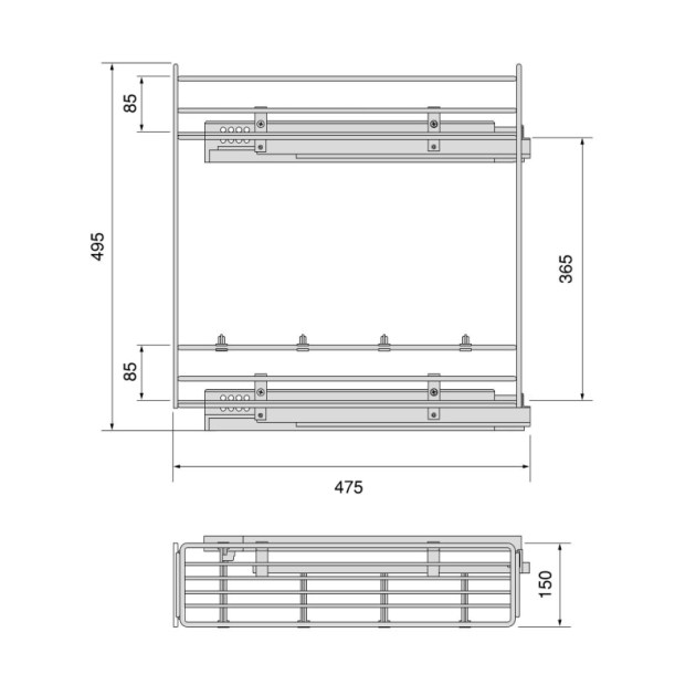 Emuca Portabottiglie estraibile Suprastar con sistema di chiusura morbida, 200, Cromato brillo, Acciaio