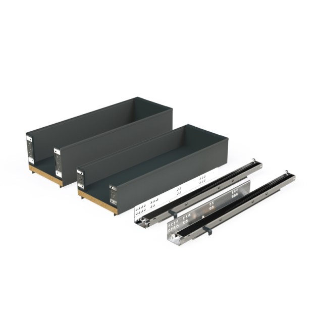 Emuca Portabottiglie laterale estraibile Titane Simplex con chiusura soft, modulo 200 mm, Grigio antracite