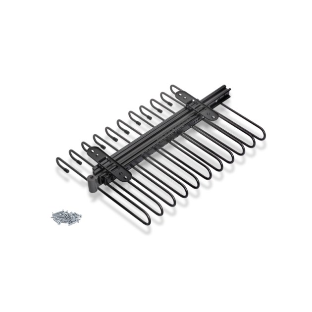 Emuca Portapantaloni estraibili, 11 aste, guide di estrazione totale, Acciaio, Titanio