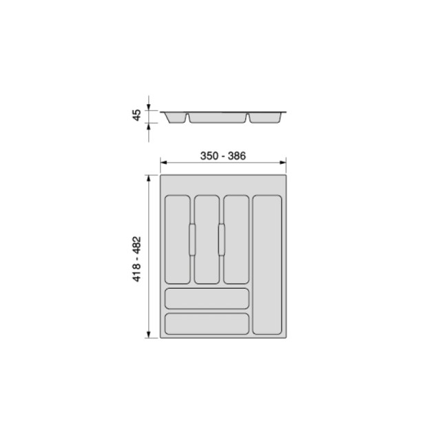 Emuca Portaposate Optima per cassetto universale, modulo 450 mm, Tecnoplastica, Grigio antracite