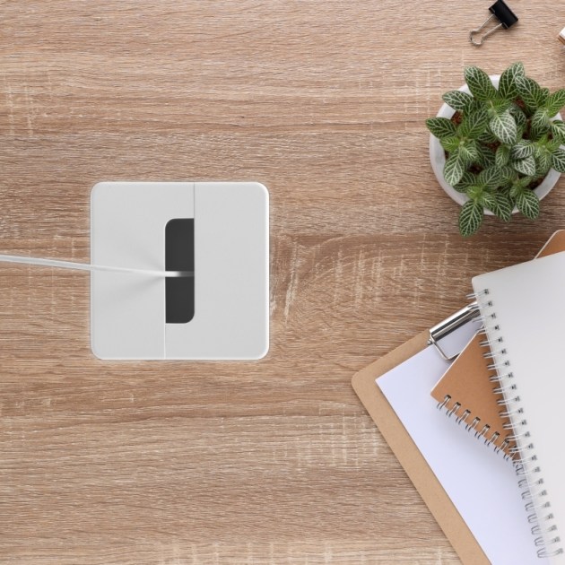 Emuca Pressacavo Plastwin per tavolo, Plastica bianca, Tecnoplastica