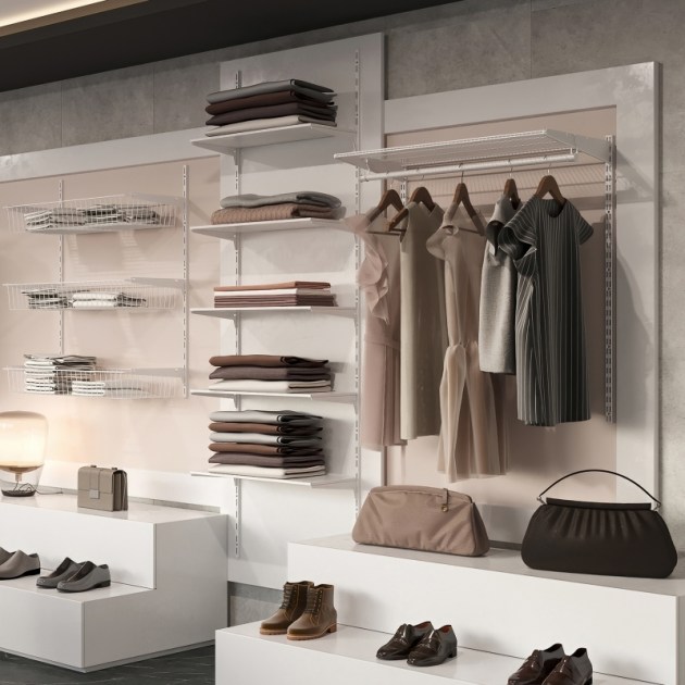 Emuca Profili di fissaggio a parete e supporti per mensola Jagmet, 380, Verniciato bianco, Acciaio, 1 kit