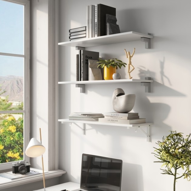 Emuca Reggipiani pieghevoli, 403mm, Verniciato bianco, Acciaio