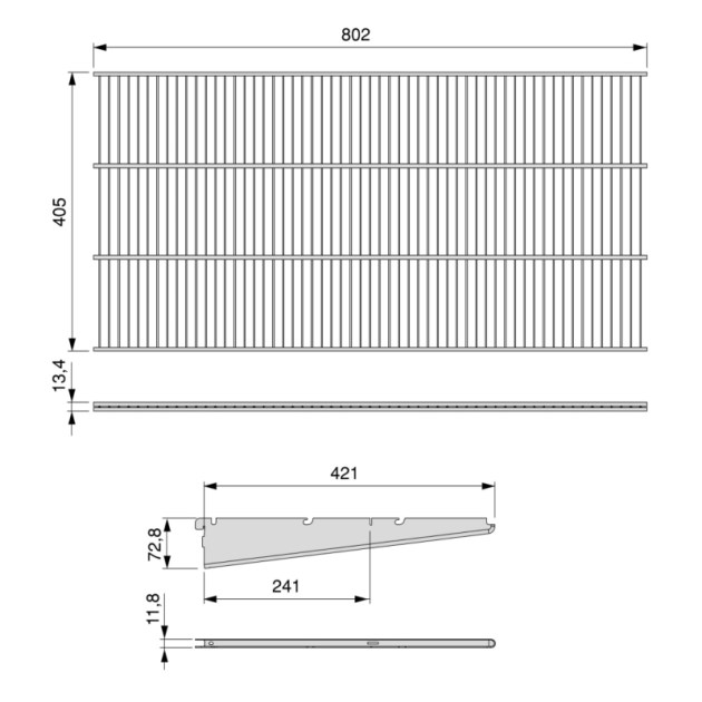 Emuca Ripiani in filo metallico e staffe Jagmet, Verniciato bianco, Acciaio, 1 kit