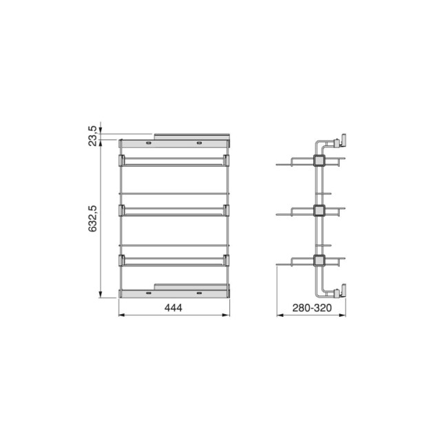 Emuca Scarpiera laterale estraibile per armadi e cabine armadio Hack, Destra, Color pietra testurizzato, Acciaio