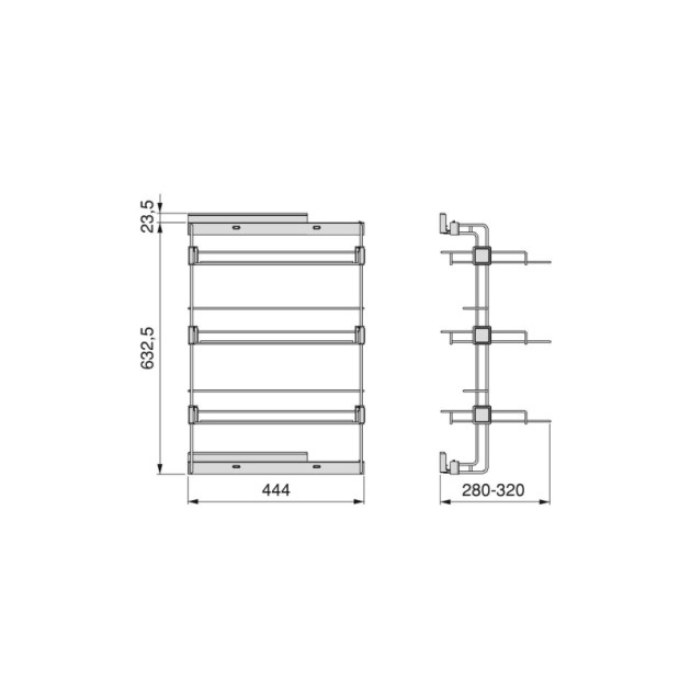 Emuca Scarpiera laterale estraibile per armadi e cabine armadio Hack, Sinistra, Color pietra testurizzato, Acciaio