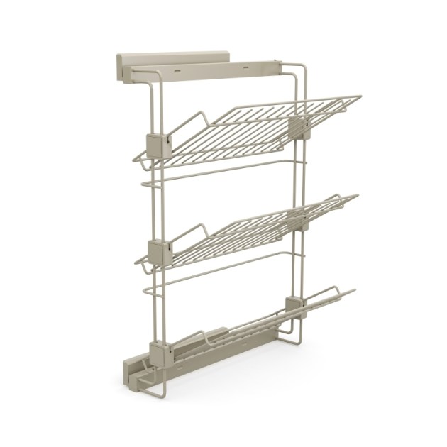 Emuca Scarpiera laterale estraibile per armadi e cabine armadio Hack, Sinistra, Color pietra testurizzato, Acciaio