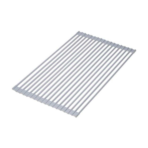 Emuca Scolapiatti in acciaio e silicone flessibile, Plastica grigia, Acciaio e Tecnoplastica