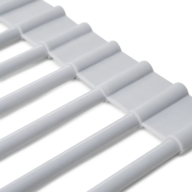 Emuca Scolapiatti in acciaio e silicone flessibile, Plastica grigia, Acciaio e Tecnoplastica