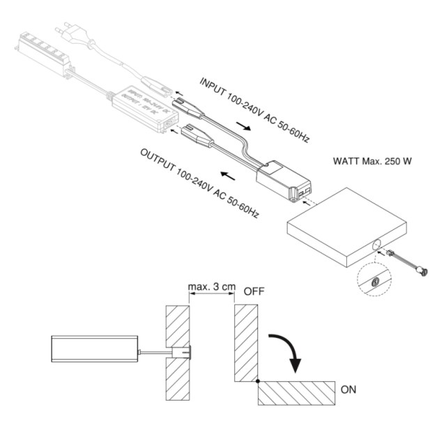 Emuca Sensori LED Point door SIMPLE (prossimità) 240V AC, 100-240V AC 50-60Hz, Verniciato alluminio, Tecnoplastica, 10 un