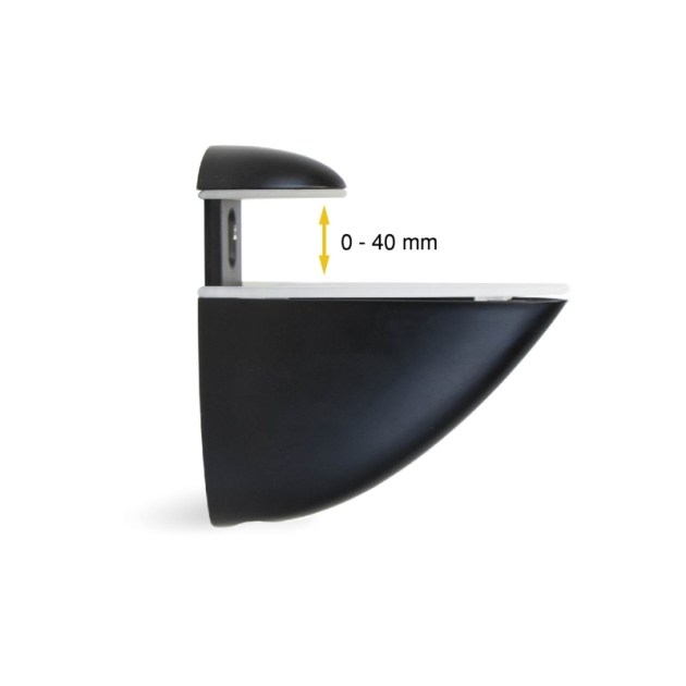 Emuca Set di mensole in legno o vetro Pelicano, Tecnoplastica e Zama, Verniciato nero